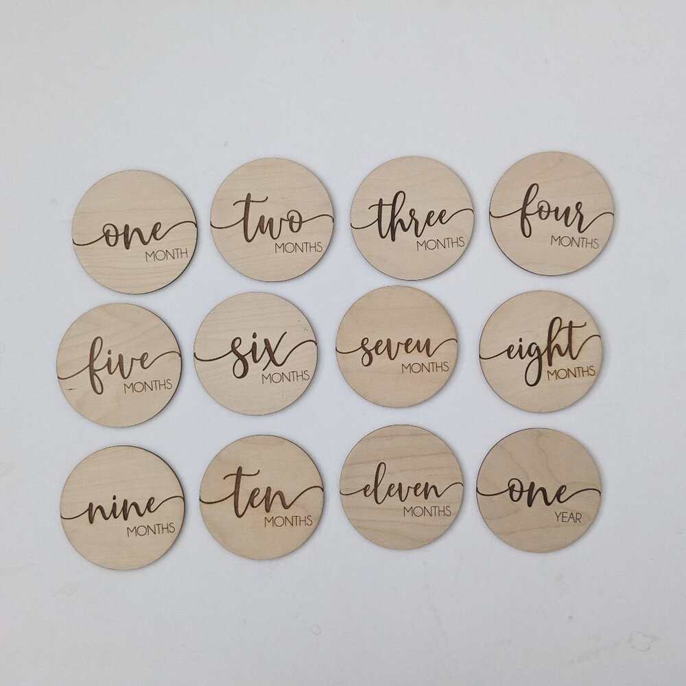 Wood Baby Milestone Cards 12pc